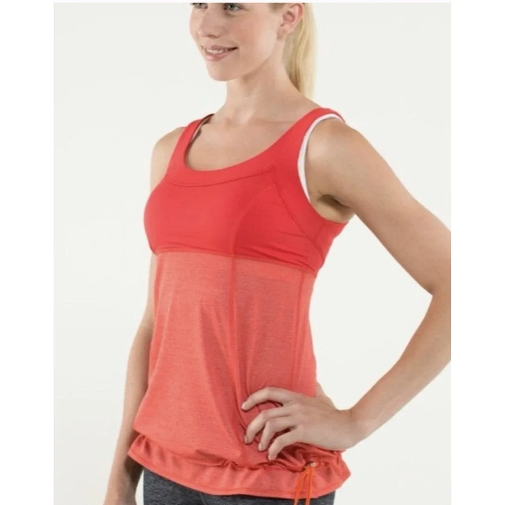 LULULEMON Run Ta Ta Topper Tank Top in Love Red Orange Sz 8‎ NWT LW1C50S